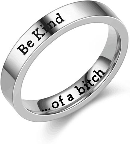 HUASAI Be Kind of a B Ring for Women Be Kind Ring Stainless Steel Inspirational Ring Motivational Band Ring for Best Friend Friendship Gifts in Saudi Arabia