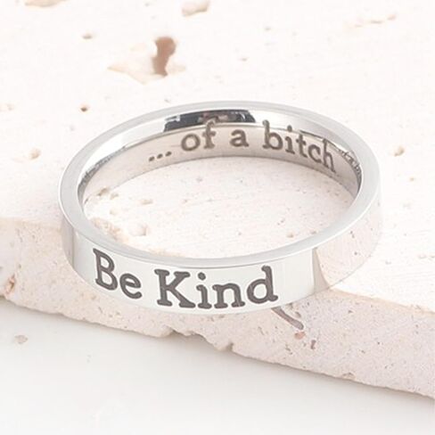 HUASAI Be Kind of a B Ring for Women Be Kind Ring Stainless Steel Inspirational Ring Motivational Band Ring for Best Friend Friendship Gifts in Saudi Arabia