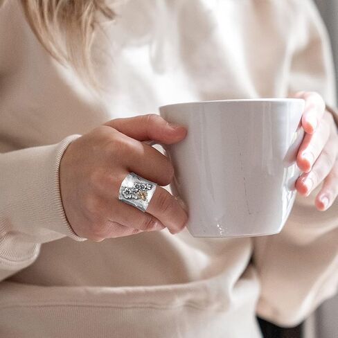 S925 Sterling Silver Big Large Flowers Butterfly Bee Wide Bands Ring for Women Girls,Animal Thumb Index Middle Finger Ring,Retro Vintage Boho Ring Jewelry Gift in Saudi Arabia