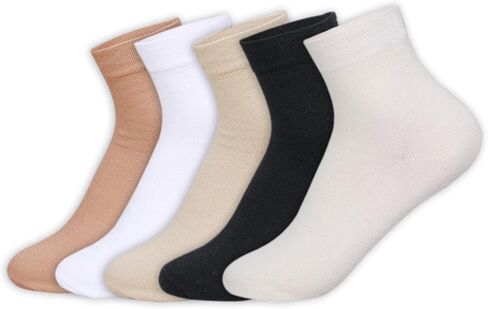 Women's Combed Cotton Ankle Length Plain Socks - Pack Of 5 Free Size Essentials in Saudi Arabia