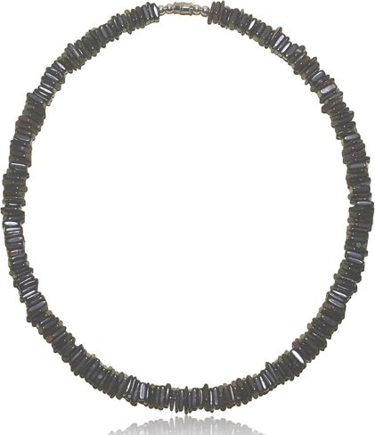 Mens and Womens Tropical Jewelry Summer Beach Surfer Necklace From the Philippines, Select Polished Dark Clam Chips Ark Shells in Saudi Arabia