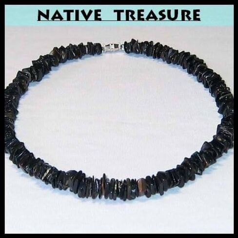 Mens and Womens Tropical Jewelry Summer Beach Surfer Necklace From the Philippines, Select Polished Dark Clam Chips Ark Shells in Saudi Arabia