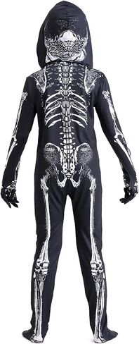 زي الهيكل العظمي للأطفال أزياء الهالوين بدلة على شكل عظمة الهيكل العظمي مع قناع غطاء محرك السيارة المنجل الدعامة خدعة أو علاج in Kuwait