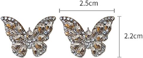 Vcagirest Sparkling Diamond Butterfly Earrings Rhinestone Stud for Women Crystal Silver Statement Earrings for Girls Party Wedding Bridal Prom Party Jewelry Gifts in Kuwait