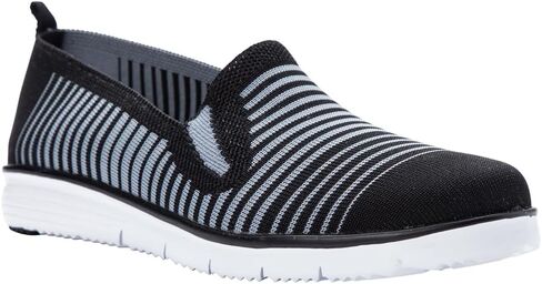 Propet Womens Travel Fit Striped Slip On Sneakers Shoes Casual - Black, Grey in Saudi Arabia
