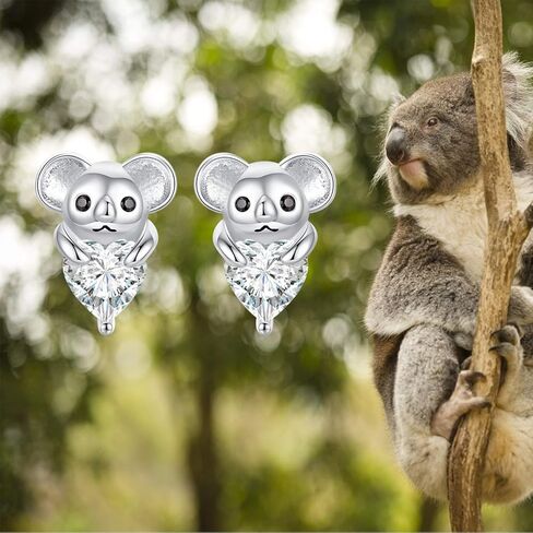 هدايا عيد الام للزوجة والام والدب الكوالا للنساء المراهقات، اقراط من الفضة الاسترلينية 925 على شكل دب كوالا للبنات والاطفال، اقراط صغيرة لطيفة للحيوانات الاليفة لا تسبب الحساسية للنساء in Kuwait