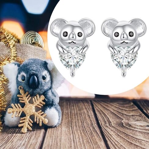 هدايا عيد الام للزوجة والام والدب الكوالا للنساء المراهقات، اقراط من الفضة الاسترلينية 925 على شكل دب كوالا للبنات والاطفال، اقراط صغيرة لطيفة للحيوانات الاليفة لا تسبب الحساسية للنساء in Kuwait
