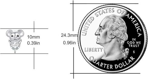 هدايا عيد الام للزوجة والام والدب الكوالا للنساء المراهقات، اقراط من الفضة الاسترلينية 925 على شكل دب كوالا للبنات والاطفال، اقراط صغيرة لطيفة للحيوانات الاليفة لا تسبب الحساسية للنساء in Kuwait