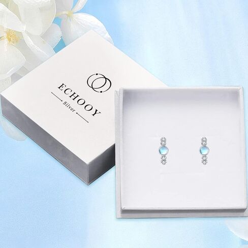 أقراط حجر القمر 925 من الفضة الإسترليني على شكل قلب/ورقة/حجر القمر المستدير للنساء والفتيات in Kuwait