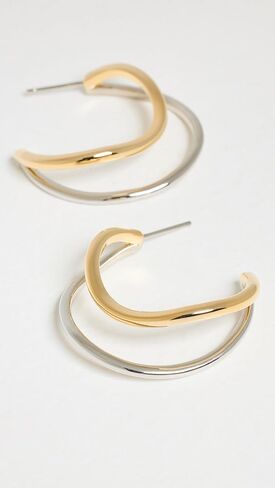 By Adina Eden Women's Two Tone Squiggly Hoop Earrings in Kuwait