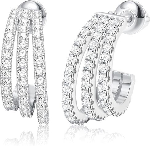 ZELORES 14K مطلية بالذهب أقراط هوب مكتنزة للنساء مكعب زركونيا سبليت هوب أقراط خفيفة الوزن مفتوحة هوب القرط الذهب والفضة سميكة Huggie هوب أقراط in Kuwait