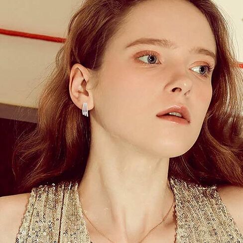 ZELORES 14K مطلية بالذهب أقراط هوب مكتنزة للنساء مكعب زركونيا سبليت هوب أقراط خفيفة الوزن مفتوحة هوب القرط الذهب والفضة سميكة Huggie هوب أقراط in Kuwait