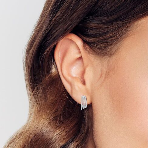 ZELORES 14K مطلية بالذهب أقراط هوب مكتنزة للنساء مكعب زركونيا سبليت هوب أقراط خفيفة الوزن مفتوحة هوب القرط الذهب والفضة سميكة Huggie هوب أقراط in Kuwait