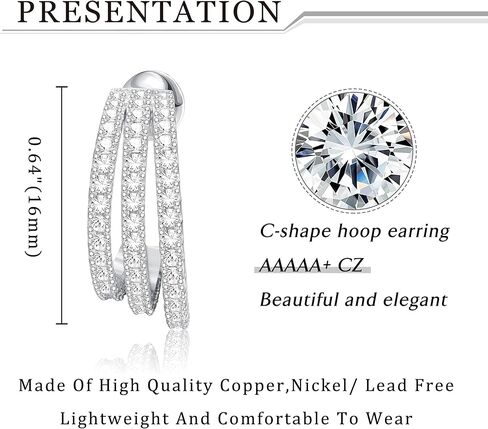 ZELORES 14K مطلية بالذهب أقراط هوب مكتنزة للنساء مكعب زركونيا سبليت هوب أقراط خفيفة الوزن مفتوحة هوب القرط الذهب والفضة سميكة Huggie هوب أقراط in Kuwait