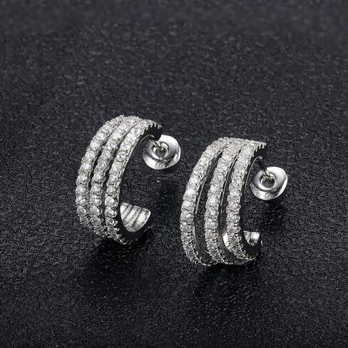 ZELORES 14K مطلية بالذهب أقراط هوب مكتنزة للنساء مكعب زركونيا سبليت هوب أقراط خفيفة الوزن مفتوحة هوب القرط الذهب والفضة سميكة Huggie هوب أقراط in Kuwait