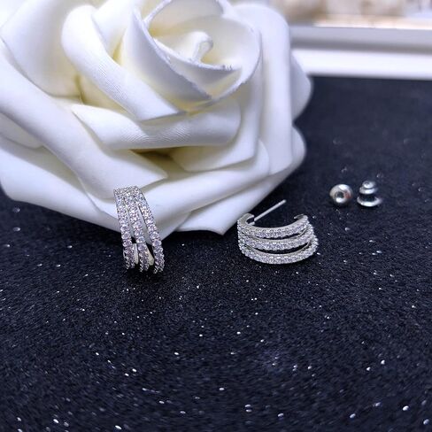 ZELORES 14K مطلية بالذهب أقراط هوب مكتنزة للنساء مكعب زركونيا سبليت هوب أقراط خفيفة الوزن مفتوحة هوب القرط الذهب والفضة سميكة Huggie هوب أقراط in Kuwait