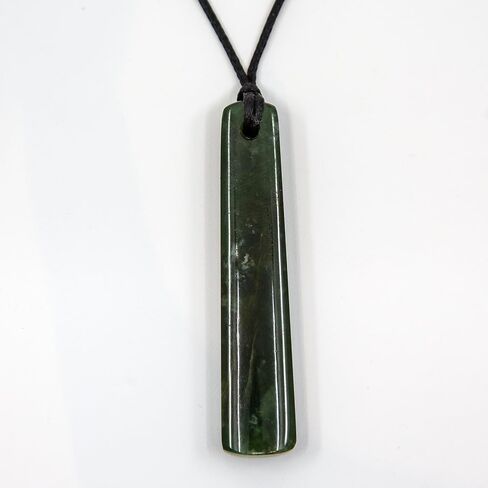 100% New Zealand Jade Necklace for Men and Women, Hand Carved Maori Inspired Jade Pendant for Men With Black Adjustable Cord, New Zealand Pounamu Green Stone Necklace, Long Square Drop Design Nephrite in Saudi Arabia