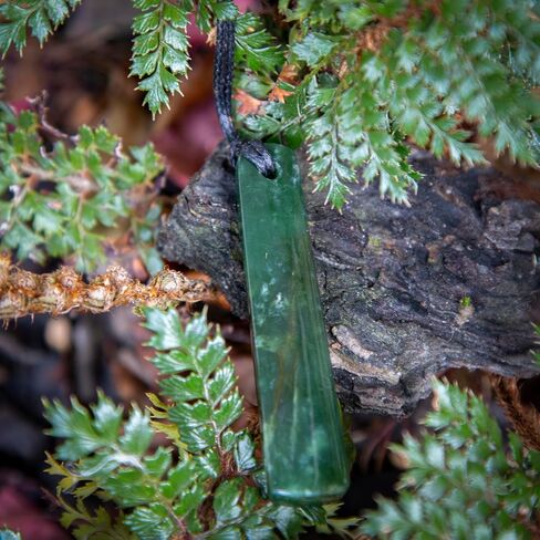 100% New Zealand Jade Necklace for Men and Women, Hand Carved Maori Inspired Jade Pendant for Men With Black Adjustable Cord, New Zealand Pounamu Green Stone Necklace, Long Square Drop Design Nephrite in Saudi Arabia