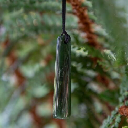 100% New Zealand Jade Necklace for Men and Women, Hand Carved Maori Inspired Jade Pendant for Men With Black Adjustable Cord, New Zealand Pounamu Green Stone Necklace, Long Square Drop Design Nephrite in Saudi Arabia