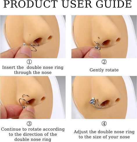 23 قطعة من حلقات الأنف المتدلية من LOYALLOOK، حلقات أنف متدلية مزدوجة متدلية من أجل ثقب واحد من الفولاذ المقاوم للصدأ، حلقة أنف حلزونية من الفولاذ المقاوم للصدأ على شكل حرف L، أقراط دائرية مزدوجة in Kuwait