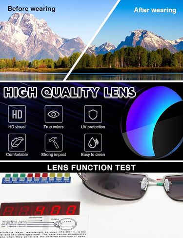 نظارات شمسية مستطيلة أنيقة بدون إطار للنساء تحيط بالرجال العصريين in Kuwait