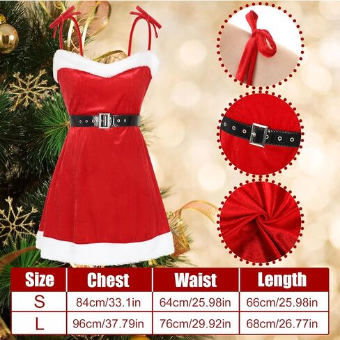 Christmas Women Christmas Lingerie Set of Christmas Dress with Belt and Cuffs Thigh High Stockings Santa Hat in Saudi Arabia