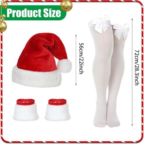 Christmas Women Christmas Lingerie Set of Christmas Dress with Belt and Cuffs Thigh High Stockings Santa Hat in Saudi Arabia