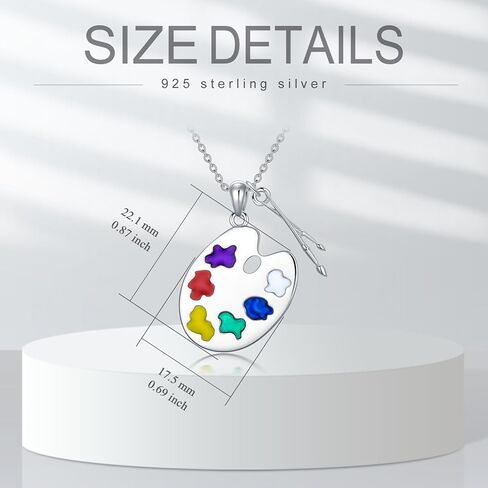 YOSOPRETTY Artist Paint Palette and Brush Necklace 925 Sterling Silver Colorful Painter Pendant Necklace Painting Jewelry Gifts for Women Art Teacher in Kuwait
