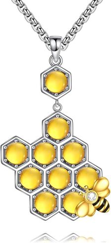 قلادة على شكل قرص العسل من AXELUNA من الفضة الإسترلينية قلادة هندسية على شكل سداسي للنساء هدايا مجوهرات in Kuwait