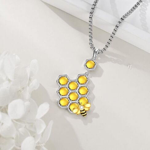 قلادة على شكل قرص العسل من AXELUNA من الفضة الإسترلينية قلادة هندسية على شكل سداسي للنساء هدايا مجوهرات in Kuwait