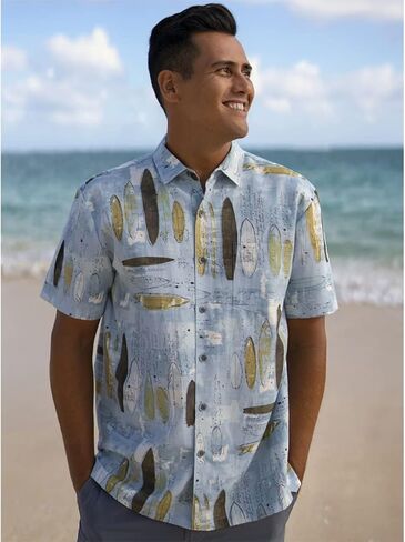 Kahala Men's Regular Fit Short Sleeve 100% Cotton Hawaiian Print Aloha Shirt in Saudi Arabia