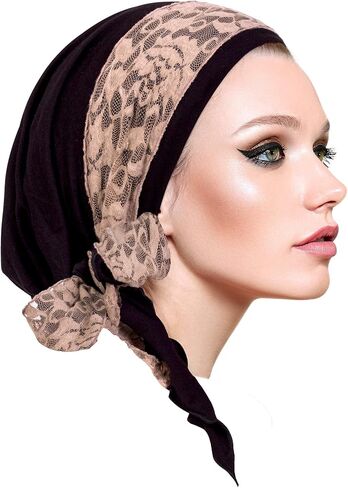 بوهو أنيق طويل أسود الرأس وشاح الرأس تيشيل للنساء مع غلاف دانتيل كريم عتيق! هاند روز - 076 in Kuwait