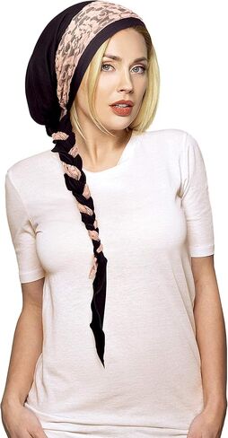 بوهو أنيق طويل أسود الرأس وشاح الرأس تيشيل للنساء مع غلاف دانتيل كريم عتيق! هاند روز - 076 in Kuwait