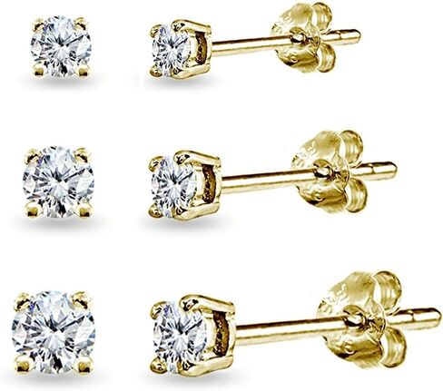 Sterling Silver Stud Earrings for Women Cubic Zirconia Round 3mm 4mm 5mm CZ Stud Earring for Men Girls Boys, 3 Pair Set in Saudi Arabia