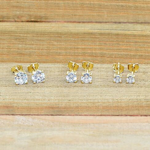 Sterling Silver Stud Earrings for Women Cubic Zirconia Round 3mm 4mm 5mm CZ Stud Earring for Men Girls Boys, 3 Pair Set in Saudi Arabia