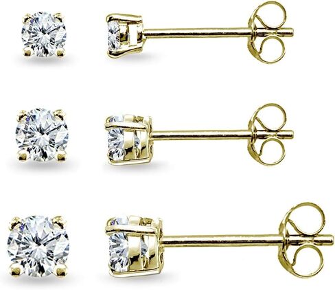 Sterling Silver Stud Earrings for Women Cubic Zirconia Round 3mm 4mm 5mm CZ Stud Earring for Men Girls Boys, 3 Pair Set in Saudi Arabia