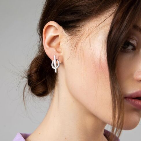 Circle Bar Stud Earrings for Women 14k Gold/Silver Plated Geometric Earrings Dainty Minimalist Jewelry in Saudi Arabia