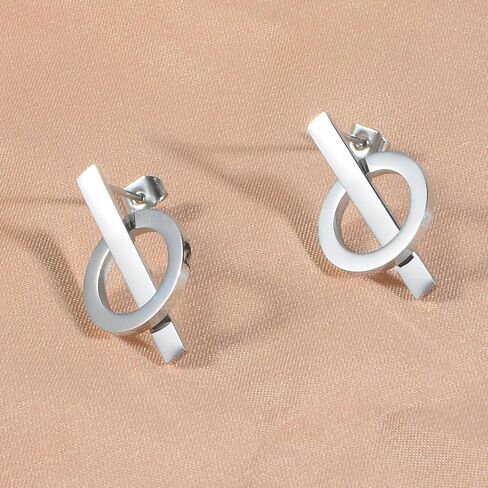 Circle Bar Stud Earrings for Women 14k Gold/Silver Plated Geometric Earrings Dainty Minimalist Jewelry in Saudi Arabia