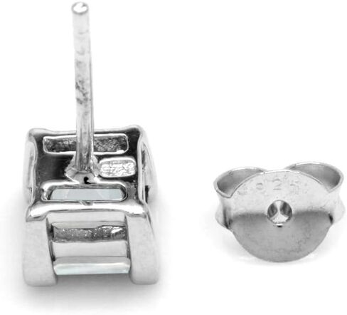 Silvershake 5MM Square Shape Gemstone White Gold Plated 925 Sterling Silver Stud Earrings Jewelry for Women in Saudi Arabia