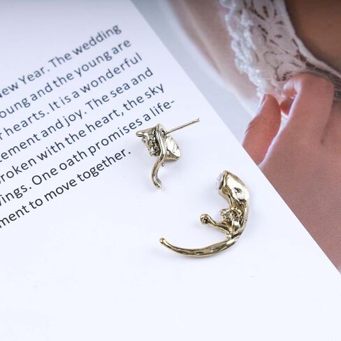Punk Cat Jacket Earrings Black Cat Earrings Gothic Fox Stud Earrings Animal Front Back Earrings Jewelry for Women and Girls in Saudi Arabia