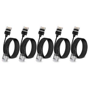 Ultra Slim Cat6 Ethernet Cable 1.6 ft-5Pack.Cat 6a LAN Cords - Compatible with Computers and Networks- Black.