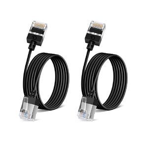 Ultra Slim Cat6 Ethernet Cable 10 ft-2Pack.Cat 6a LAN Cords - Compatible with Computers and Networks- Black