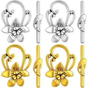 50 Sets Toggle Jewelry Clasp Sets Metal Toggle Clasps Connectors Bar and Round Ring Clasps with 100pcs Open Jump Rings and a Box for DIY Jewelry Making