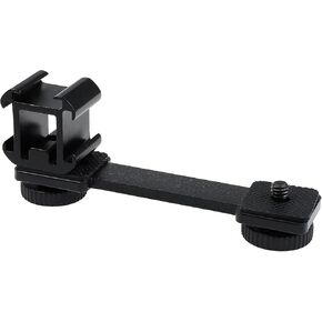 Create idea Cold Shoe Mount Adapter Triple Cold Shoe Extension Bar with 1/4inch Screws Black Aluminum Alloy Sport Cameras Monitors DSLRs Stabilizer