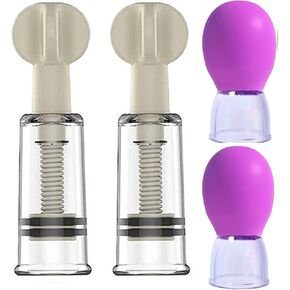 2 Pair Nipple Suckers for Flat or Inverted Nipples, Portable Nipple Vacuum Pump Cupping Device, Inverted Nipple Puller Suction and Shy Nipples, Breastfeeding or Women