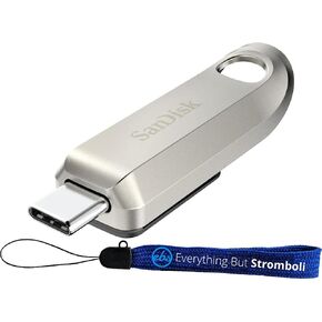 SanDisk 64GB Ultra Luxe Type-C Flash Drive Up to 300 MB/s Read Speed (SDCZ75-064G-G46) Bundle with (1) Everything But Stromboli Lanyard
