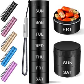 Aluminium Travel Pill Organizer,Weekly Metal Pill Case,Pill Holder, Moisture Proof Waterproof Daily Pill Box 7 Day, Large Pill Container to Hold Vitamins,Medication,Supplements 【Blue】