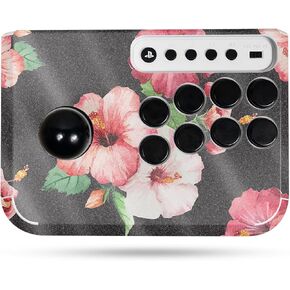 Glossy Glitter Gaming Skin Compatible with Hori Fighting Stick Mini (PS5, PS4, PC) - Hibiscus - Premium 3M Vinyl Protective Wrap Decal Cover - Easy to Apply | Crafted in The USA by MightySkins