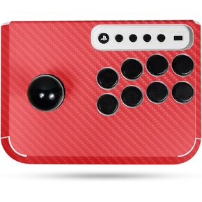 Carbon Fiber Gaming Skin Compatible with Hori Fighting Stick Mini (PS5, PS4, PC) - Solid Red - Premium 3M Vinyl Protective Wrap Decal Cover - Easy to Apply | Crafted in The USA by MightySkins