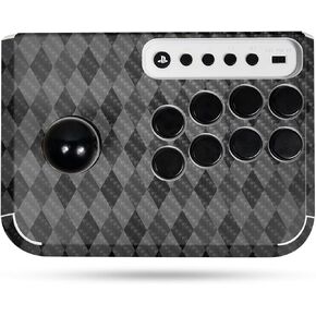 Carbon Fiber Gaming Skin Compatible with Hori Fighting Stick Mini (PS5, PS4, PC) - Black Argyle - Premium 3M Vinyl Protective Wrap Decal Cover - Easy to Apply | Crafted in The USA by MightySkins